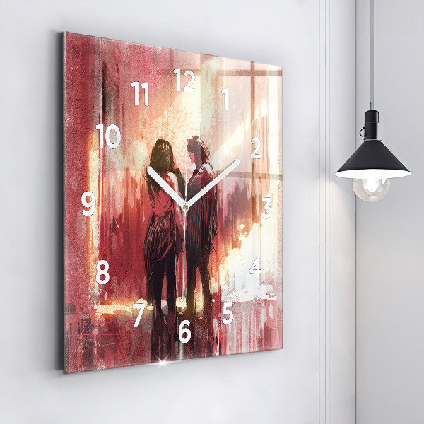 Square wall clock Young couple in love