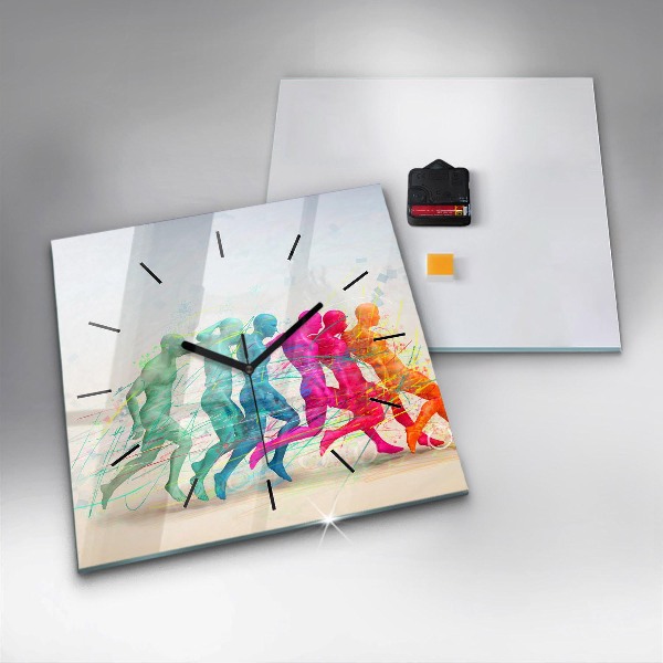Square wall clock Colorful people