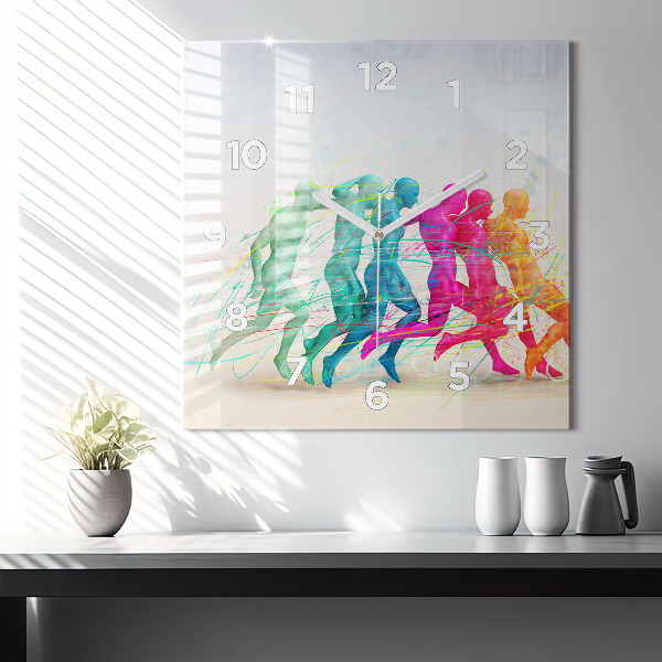 Square wall clock Colorful people