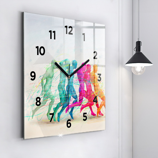 Square wall clock Colorful people