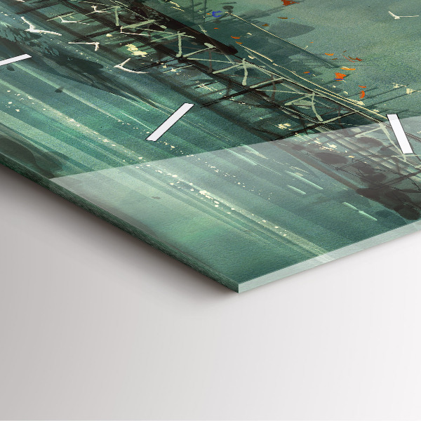 Square wall clock Fishing village