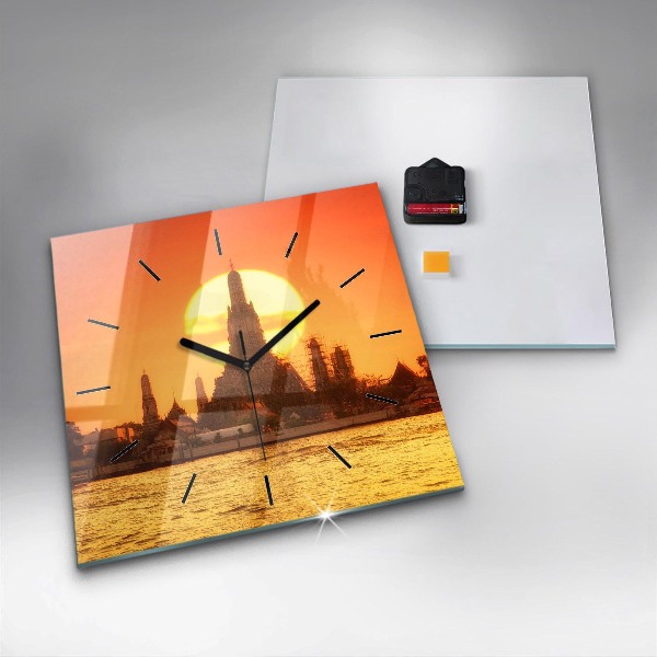 Square wall clock Wat arun bangkok thailand