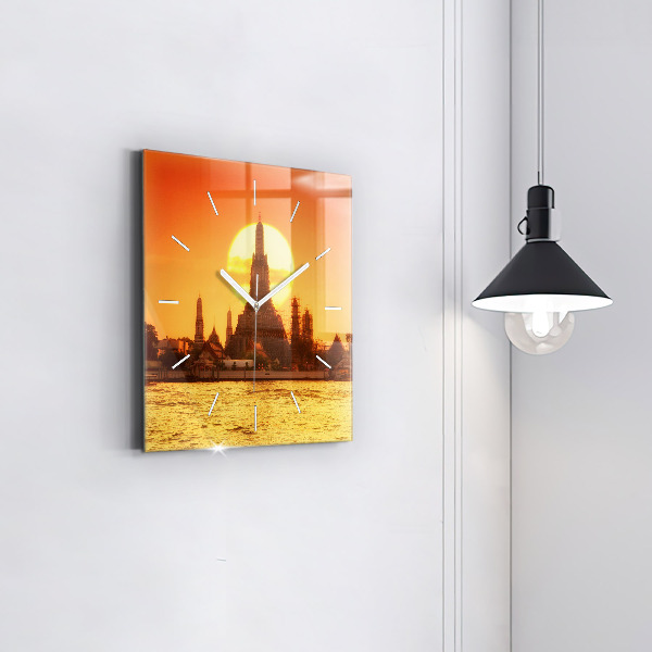 Square wall clock Wat arun bangkok thailand