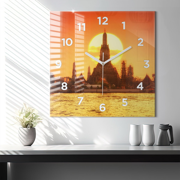 Square wall clock Wat arun bangkok thailand