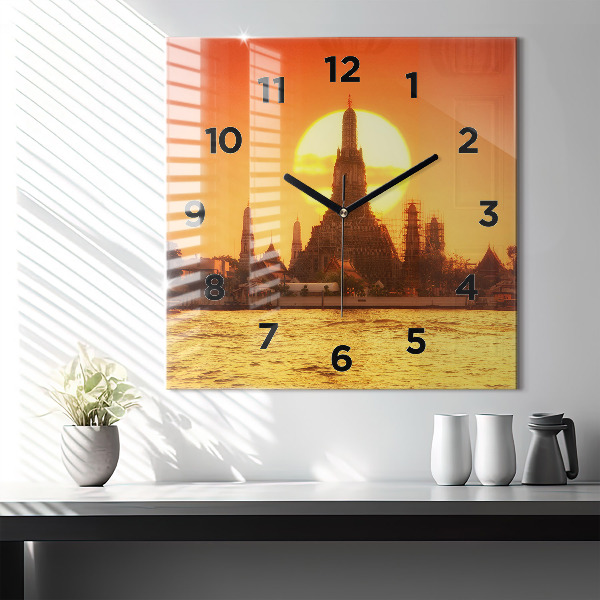 Square wall clock Wat arun bangkok thailand