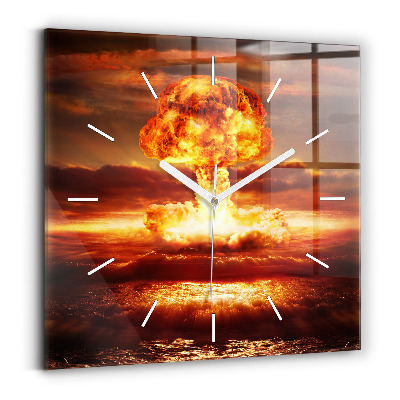Square wall clock Atomic bomb explosion