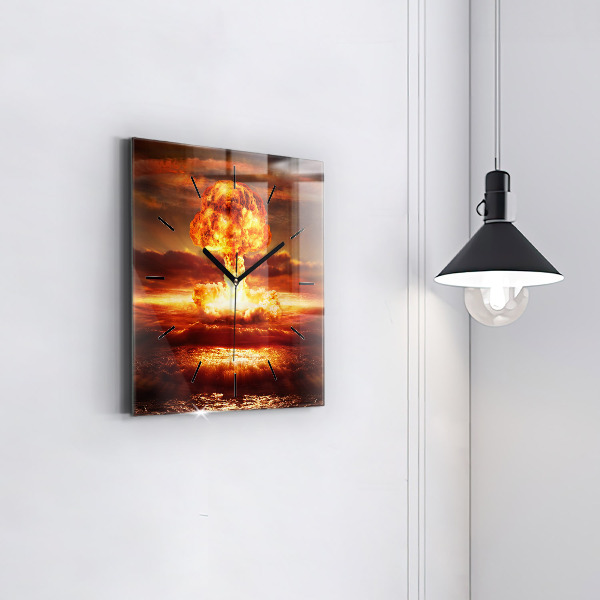 Square wall clock Atomic bomb explosion