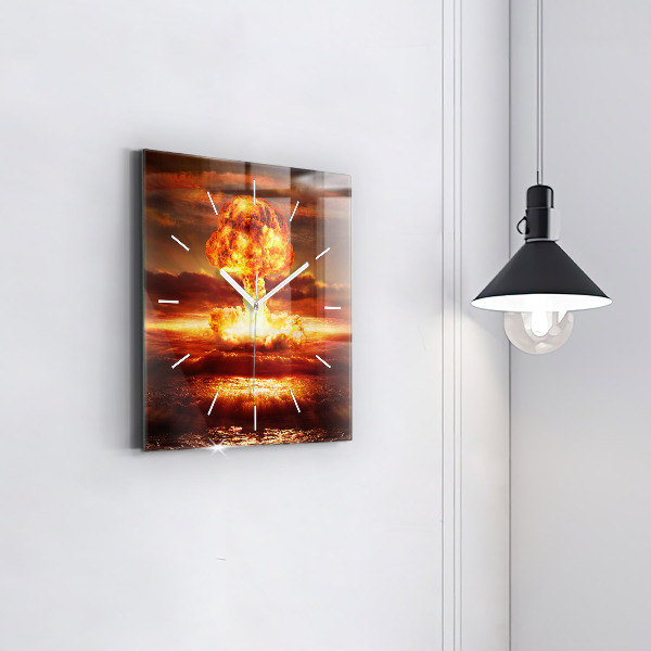 Square wall clock Atomic bomb explosion