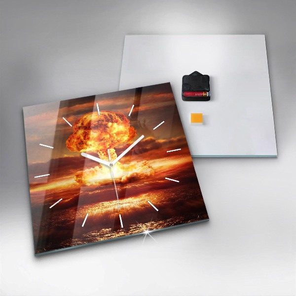 Square wall clock Atomic bomb explosion