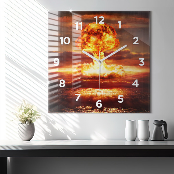 Square wall clock Atomic bomb explosion