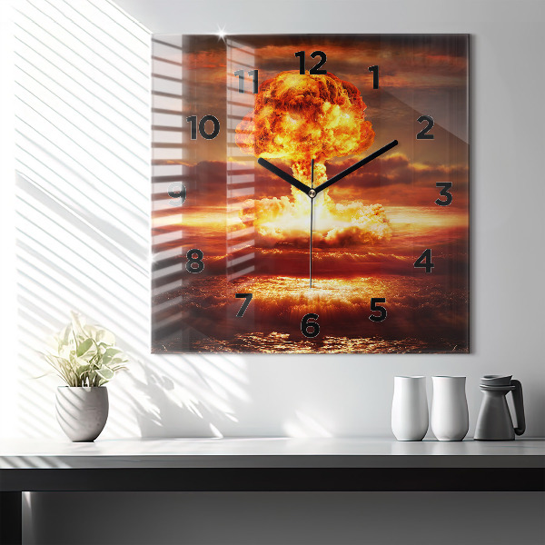 Square wall clock Atomic bomb explosion
