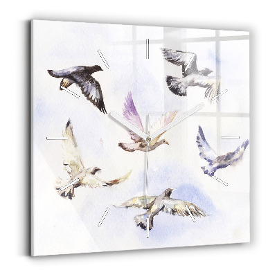 Square wall clock Flying birds