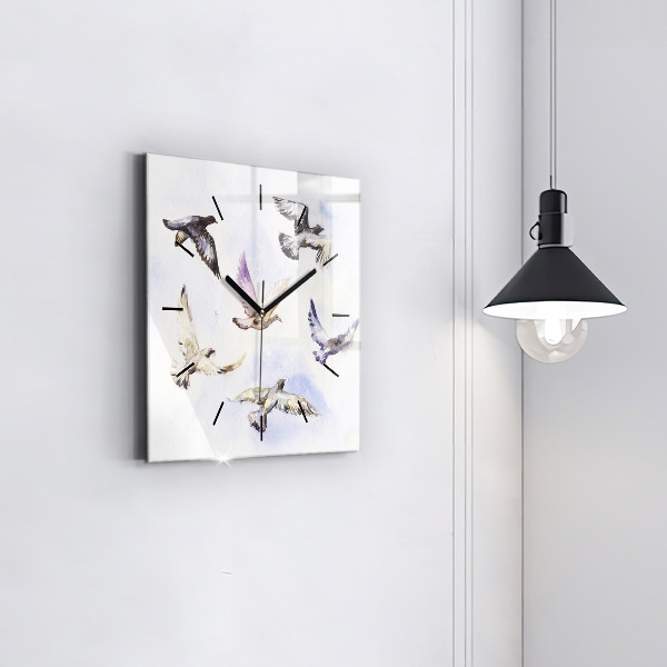 Square wall clock Flying birds