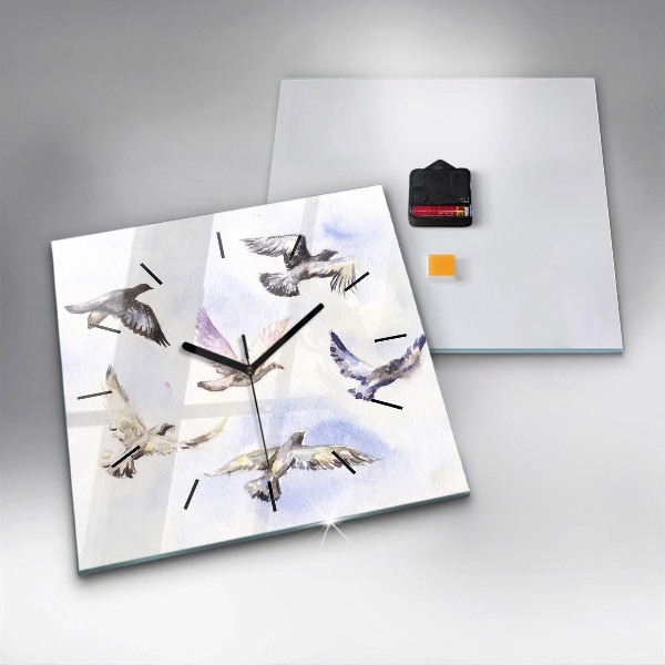Square wall clock Flying birds