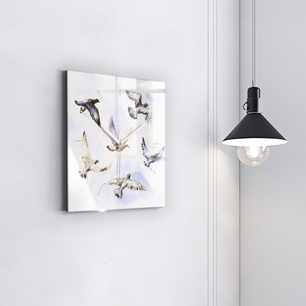 Square wall clock Flying birds