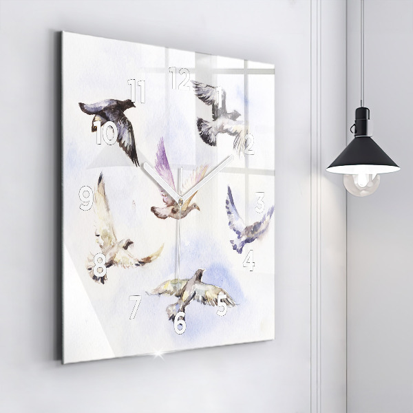Square wall clock Flying birds