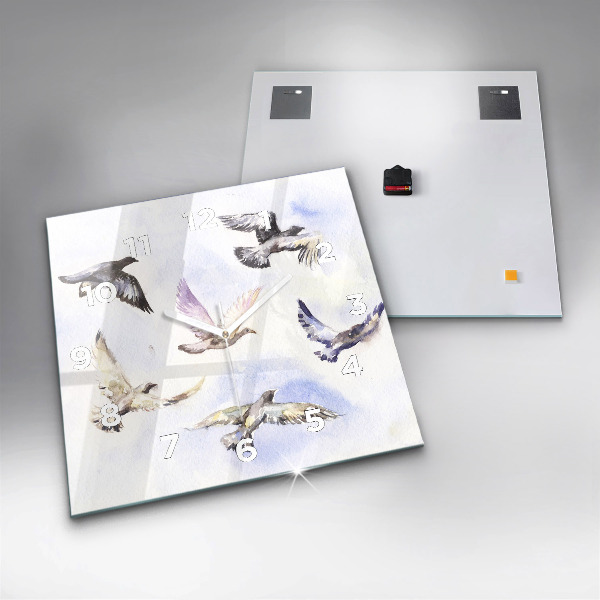Square wall clock Flying birds
