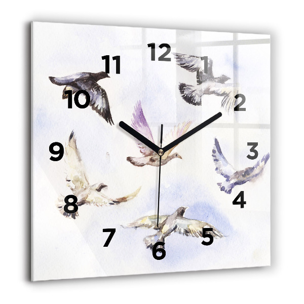 Square wall clock Flying birds