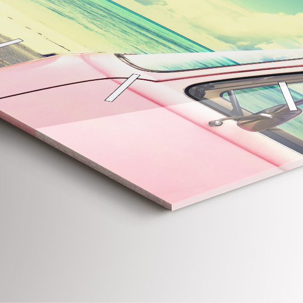 Square wall clock Car with surfboard