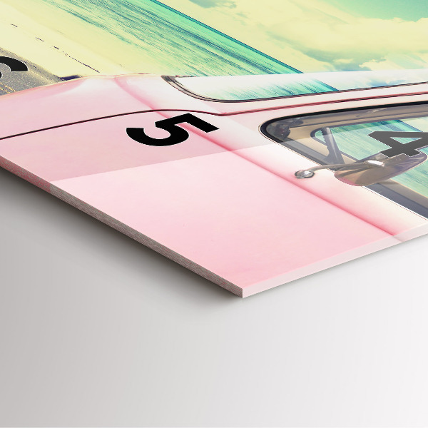 Square wall clock Car with surfboard