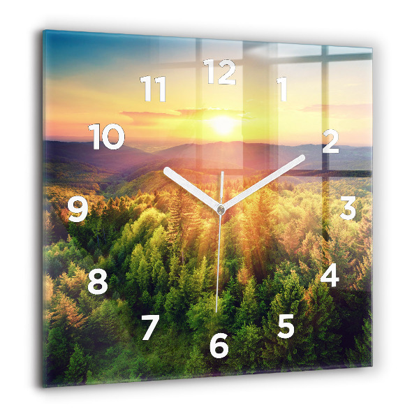 Square wall clock Sunset over the hills