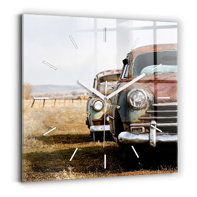 Square wall clock Old cars
