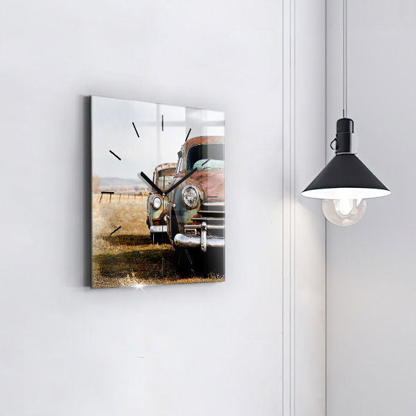 Square wall clock Old cars
