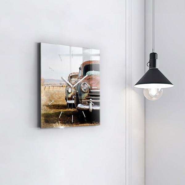 Square wall clock Old cars