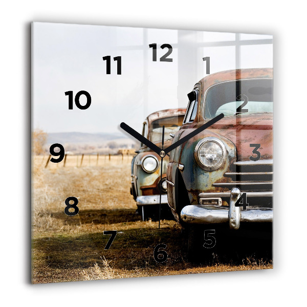 Square wall clock Old cars