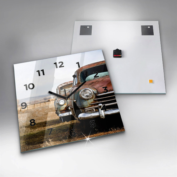 Square wall clock Old cars