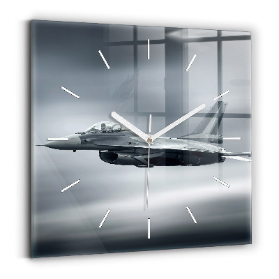 Square wall clock Military aircraft in flight