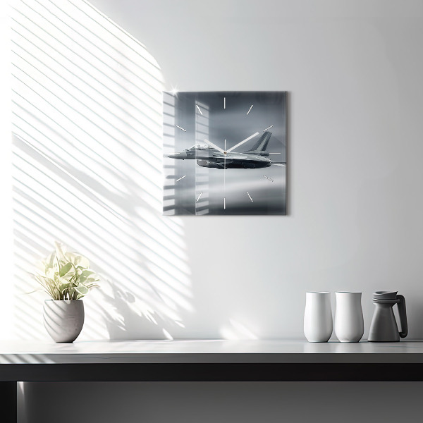 Square wall clock Military aircraft in flight