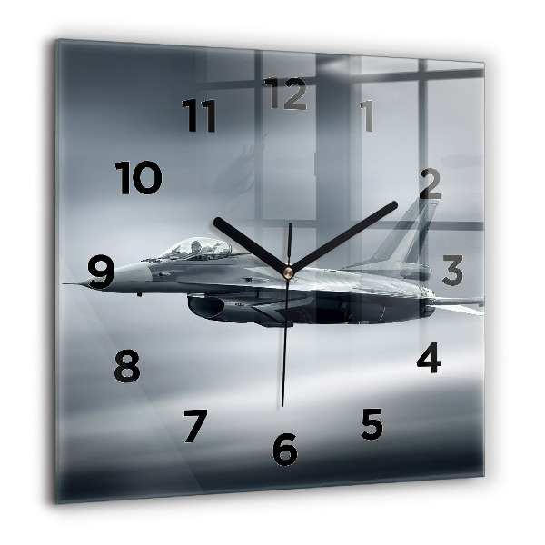 Square wall clock Military aircraft in flight