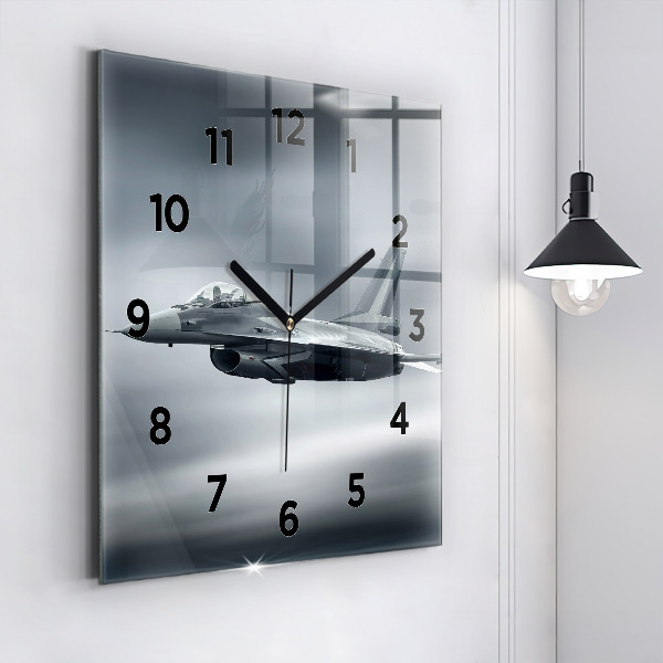 Square wall clock Military aircraft in flight