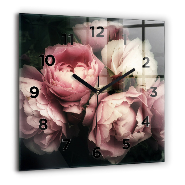 Square wall clock Bouquet of pink roses