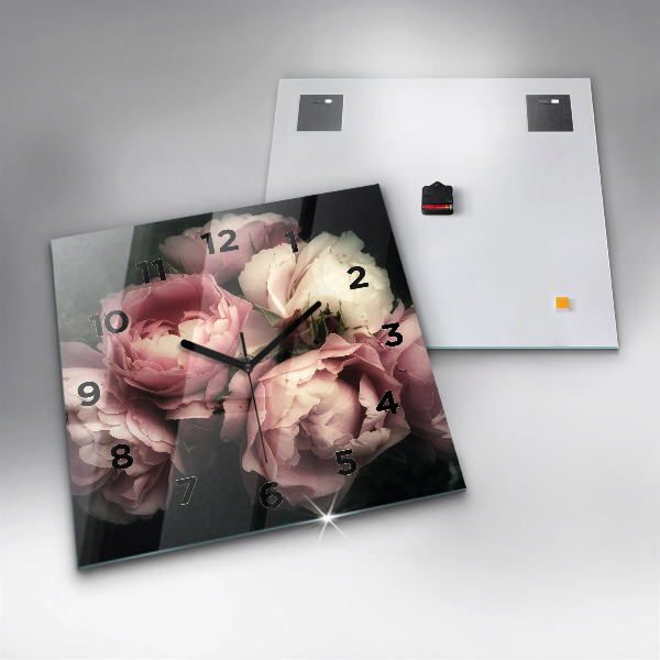 Square wall clock Bouquet of pink roses