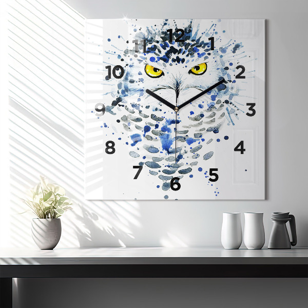 Square wall clock Owl look