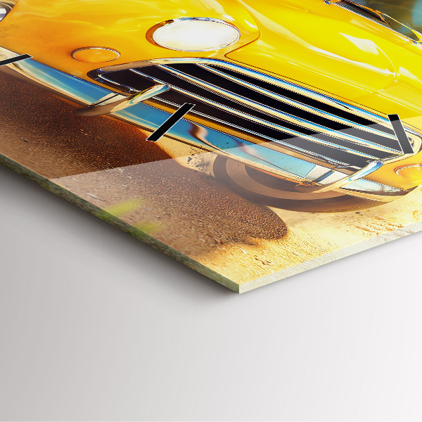 Square wall clock Car with surfboard