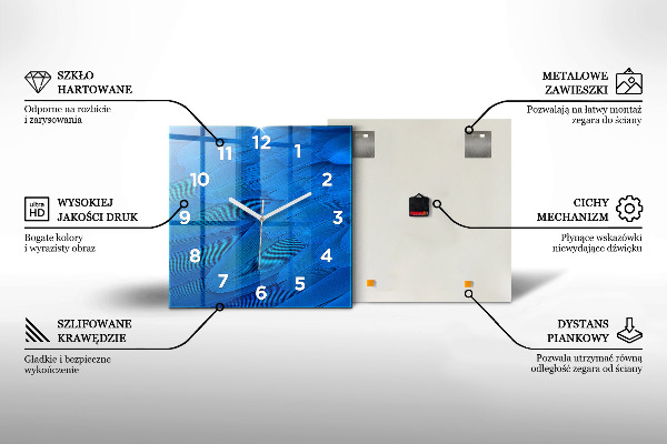 Square wall clock Car with surfboard