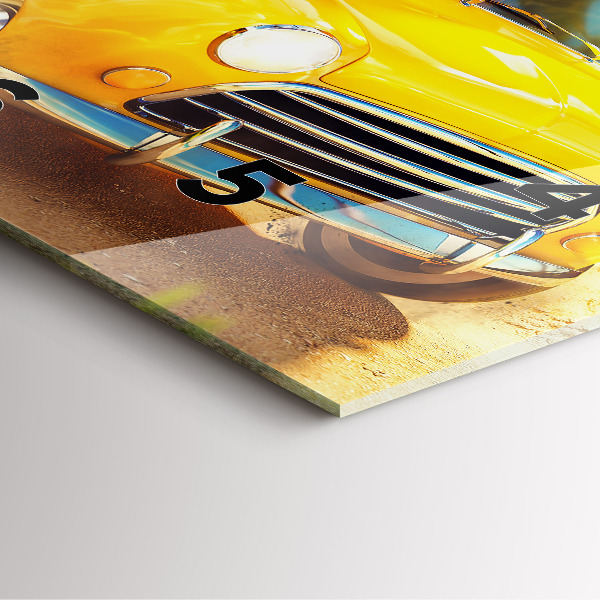 Square wall clock Car with surfboard