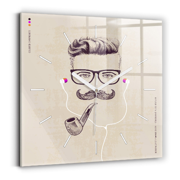Square wall clock Man with a pipe