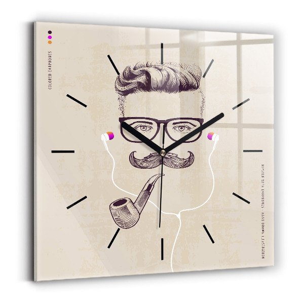 Square wall clock Man with a pipe