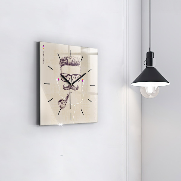Square wall clock Man with a pipe