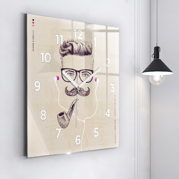 Square wall clock Man with a pipe