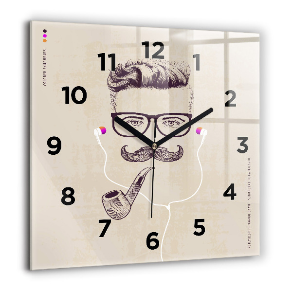 Square wall clock Man with a pipe