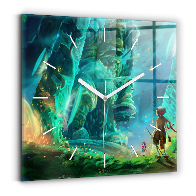 Square wall clock Children in the forest