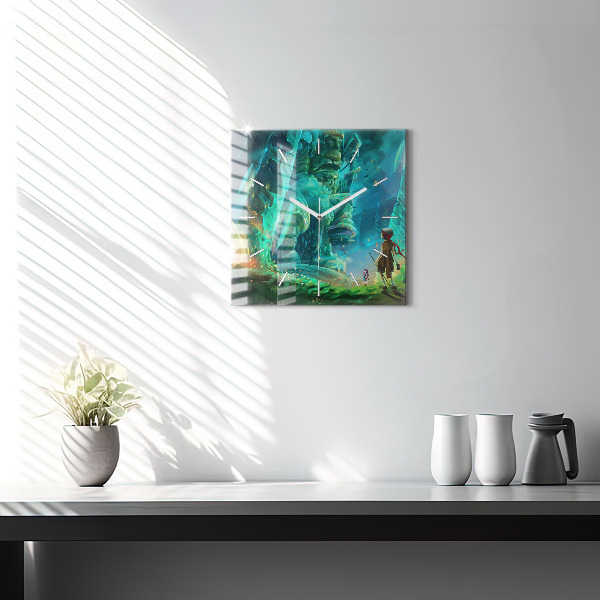 Square wall clock Children in the forest