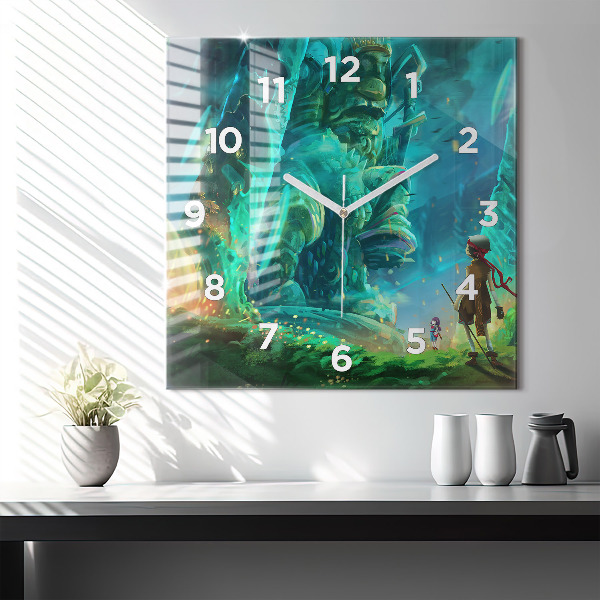 Square wall clock Children in the forest