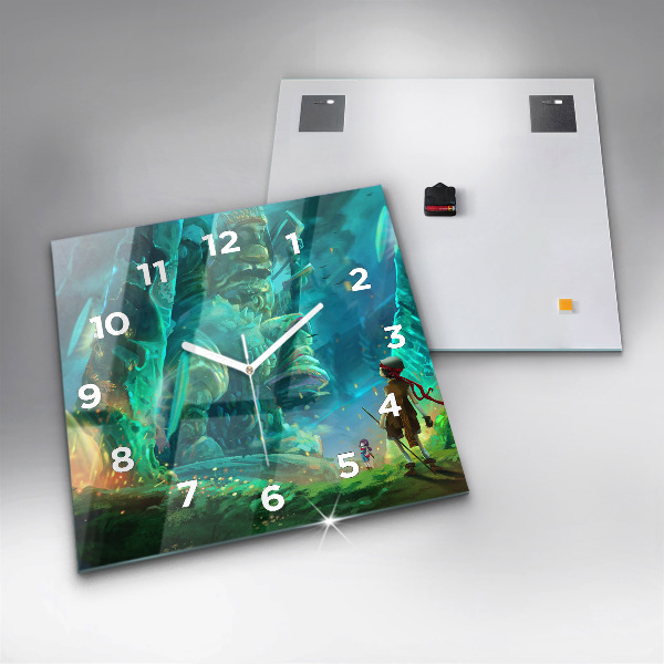 Square wall clock Children in the forest