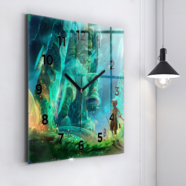 Square wall clock Children in the forest